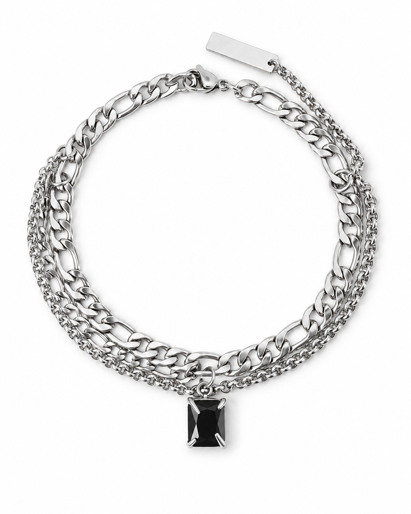 Black Gem Layer Chain Bracelet — product view