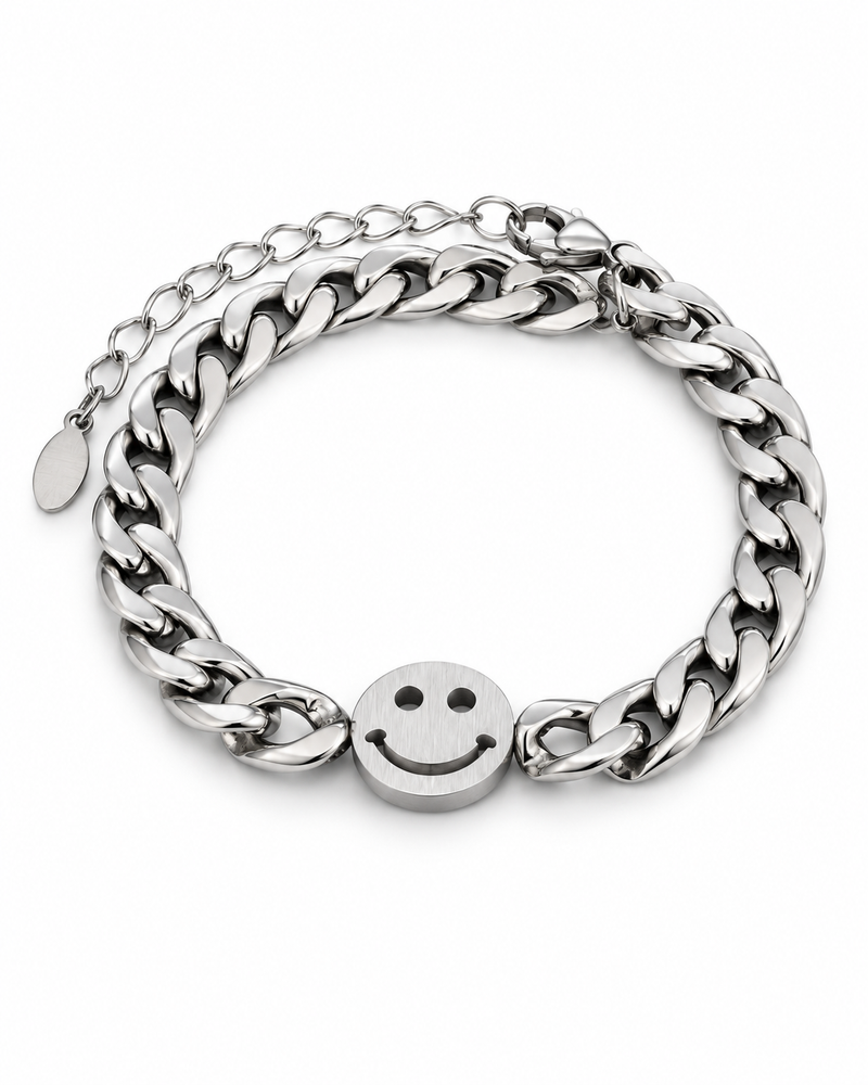 Brushed Smile Curb Bracelet — product view