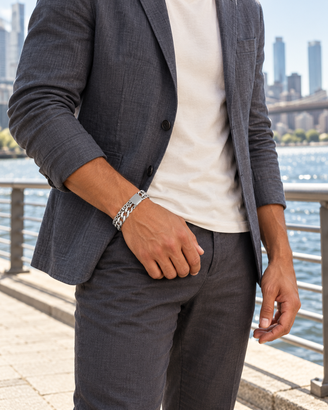 Curb and Box Layer Bracelet — contextual scene