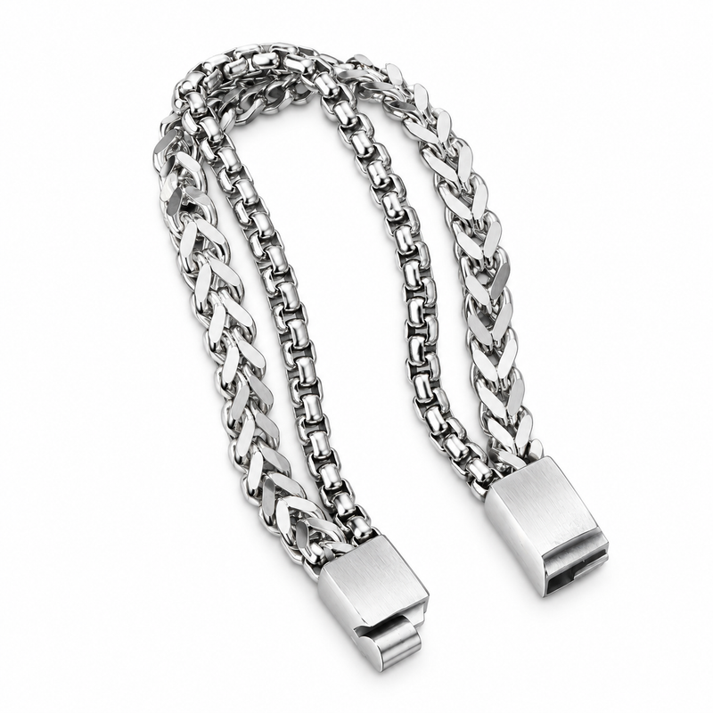Curb and Box Layer Bracelet — product view