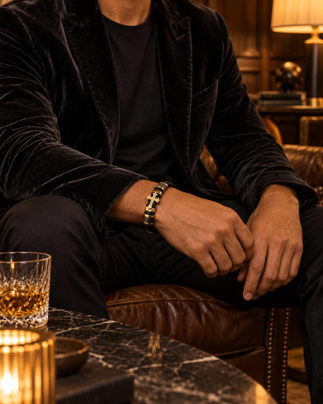 Gold Cross Braid Bracelet — contextual scene