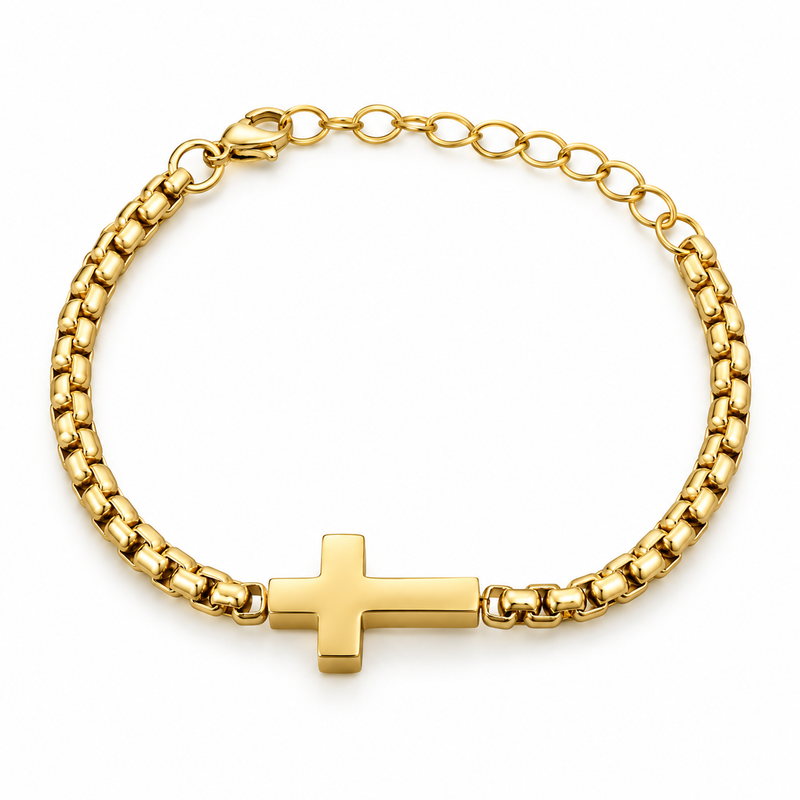 Gold Cross Link Bracelet — product view