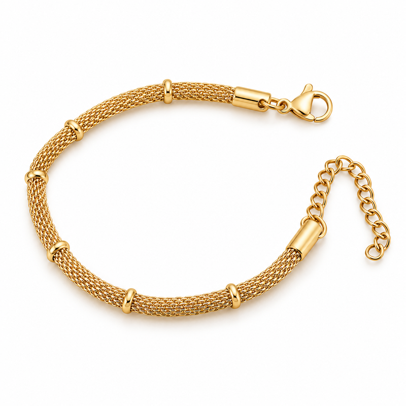 Gold Mesh Segment Bracelet — product view