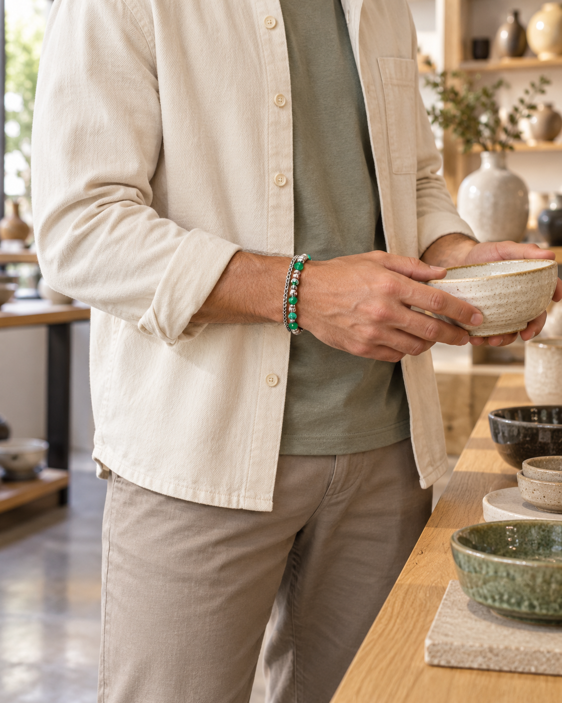 Green Layer Bead Bracelet — contextual scene