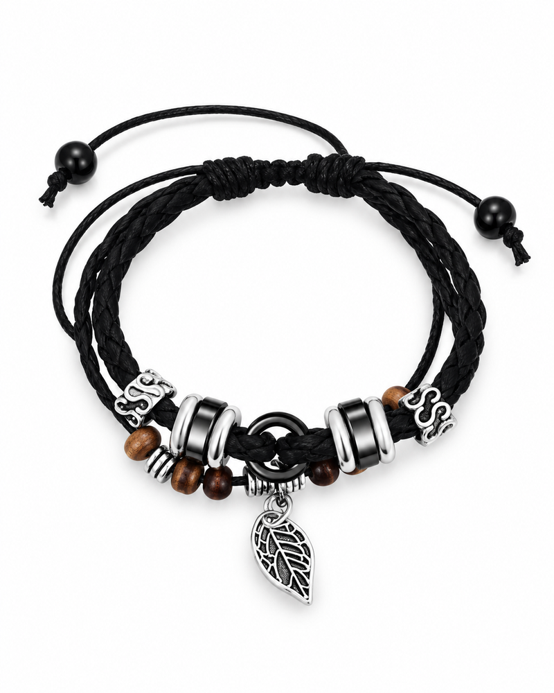 Leaf Detail Cord Bracelet — product view