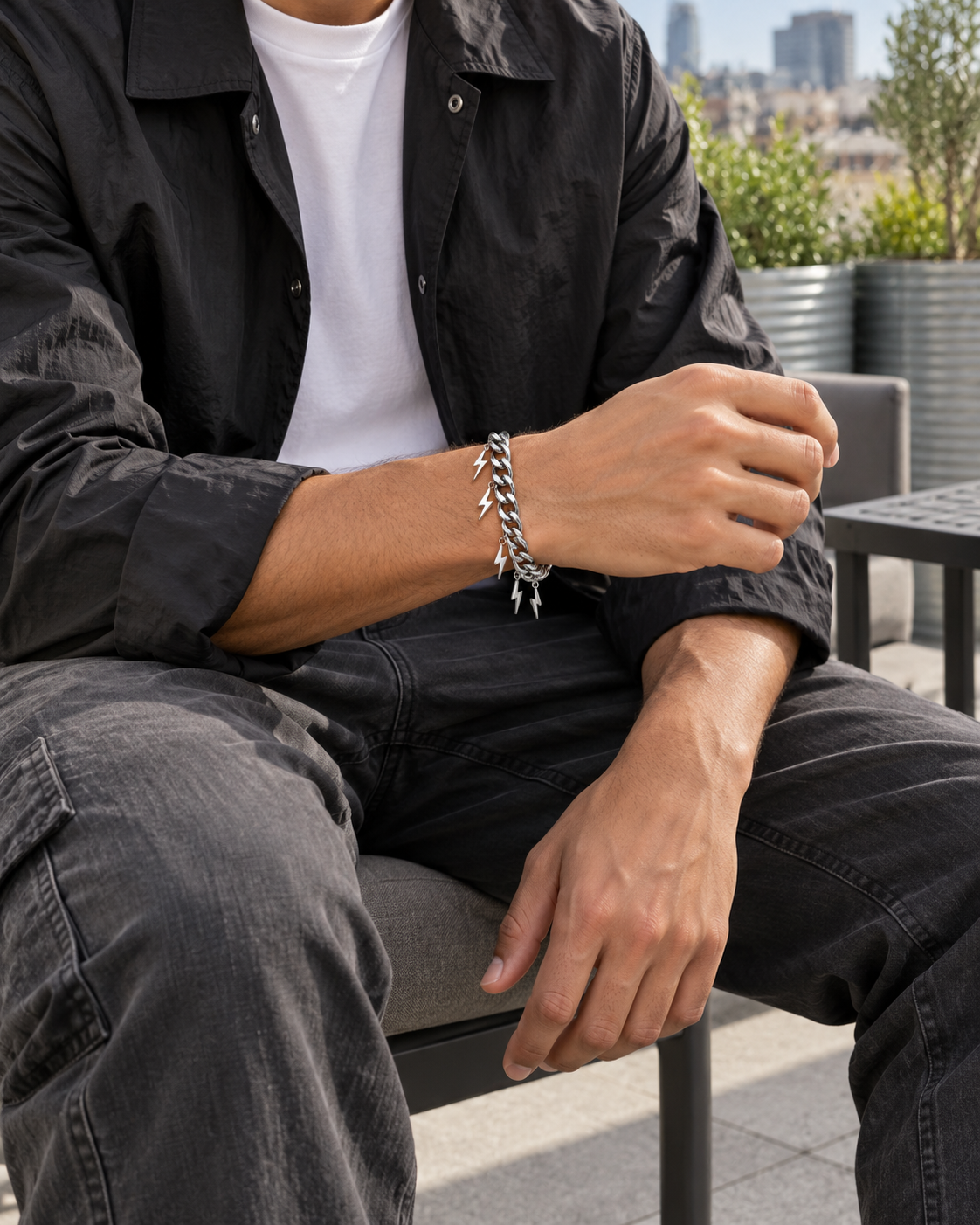 Lightning Charm Curb Bracelet — contextual scene