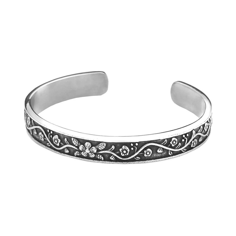 Men's Floral Vine Cuff in silver-tone Steel – front view