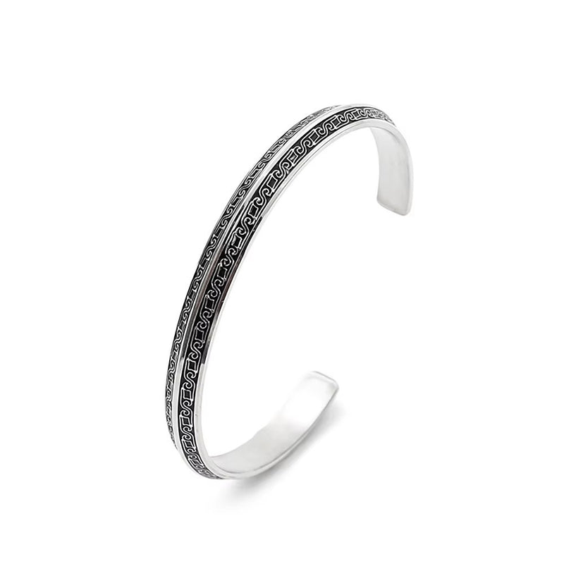 Men's Meander Rail Cuff in silver-tone Steel – front view