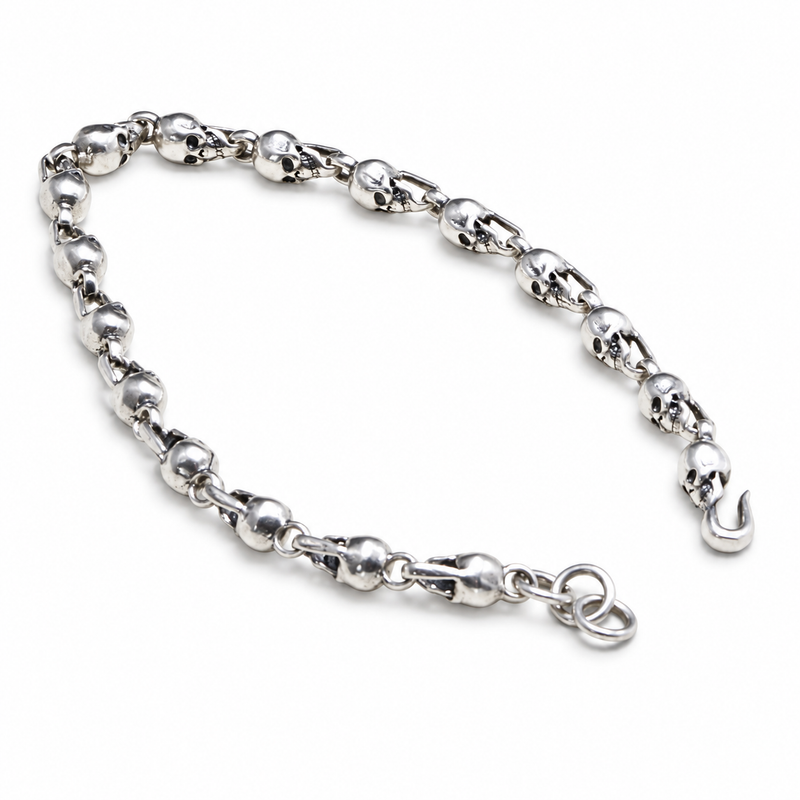 Men's Small Skull Chain in Sterling Silver – front view