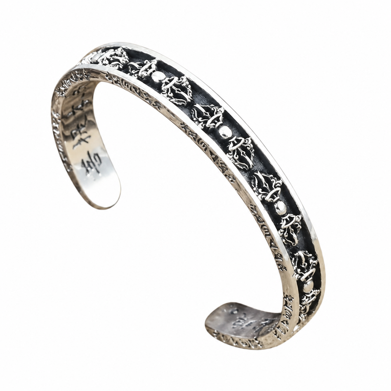 Men's Vajra Channel Sterling Silver Cuff in Sterling Silver – front view