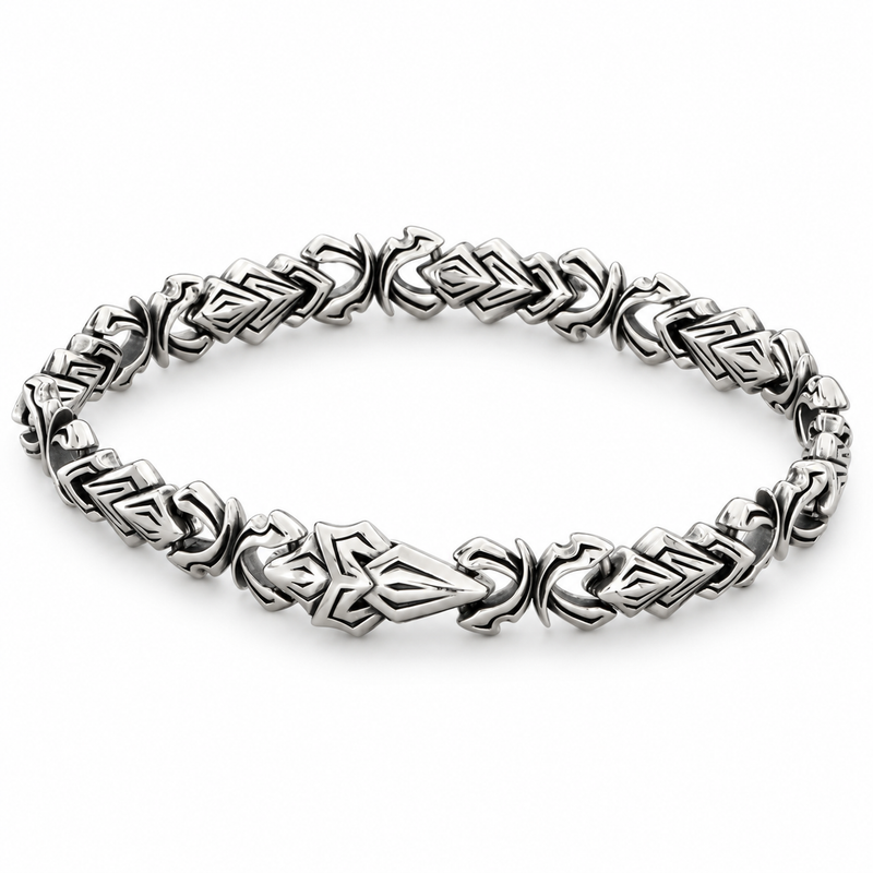 Men's Arrow Shield Link Bracelet in Sterling Silver – front view
