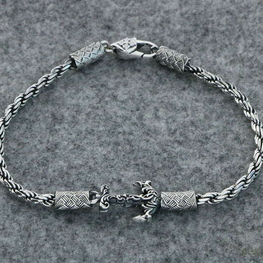 Men's Anchor Twist Bracelet in Sterling Silver – original detail of the chain and clasp