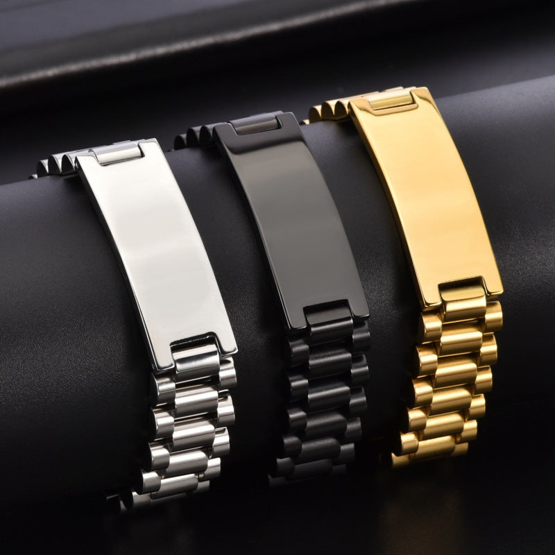 Men's Watchband ID Bracelet in Gold-Tone Plated Steel – original detail