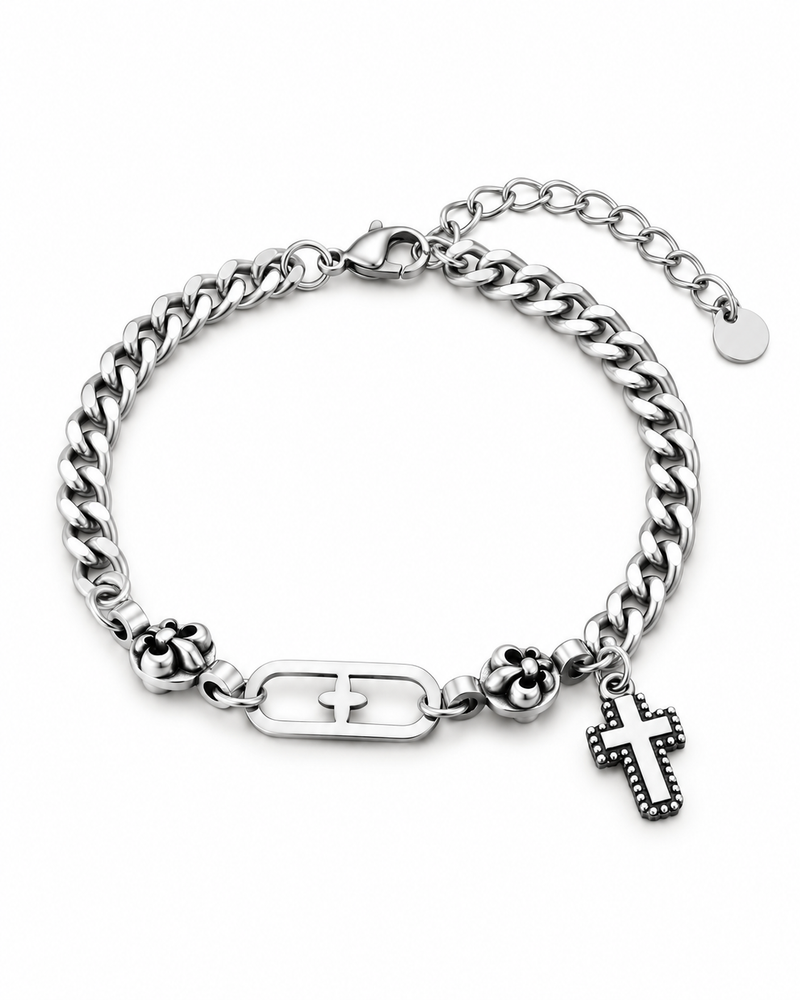Open Cross Curb Bracelet — product view