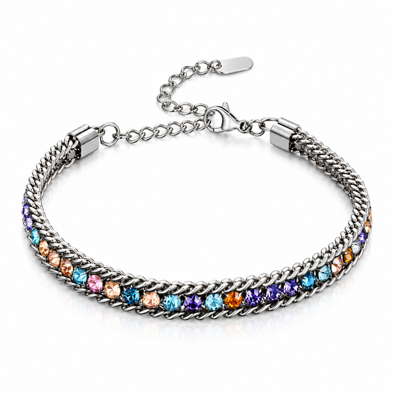 Rainbow Pave Curb Bracelet — product view