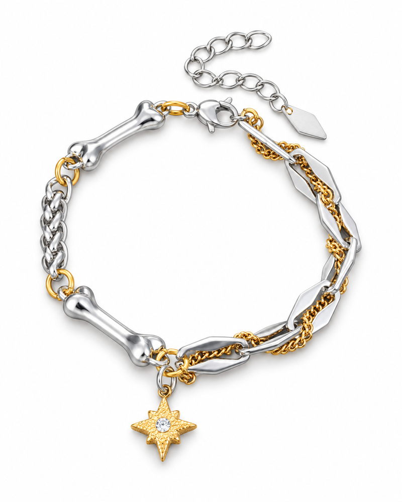 Two Tone Star Link Bracelet — product view