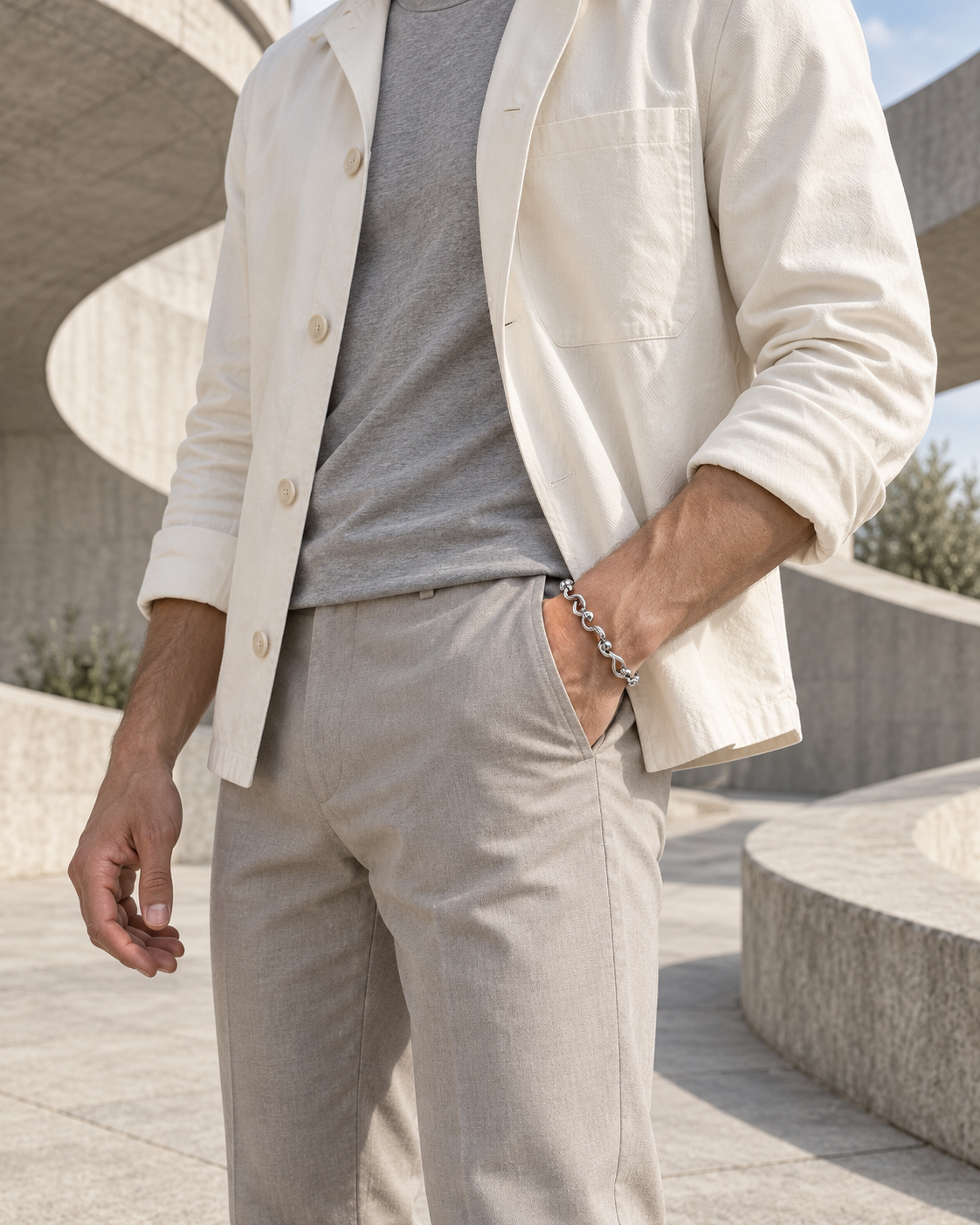 Wave and Ball Link Bracelet — contextual scene