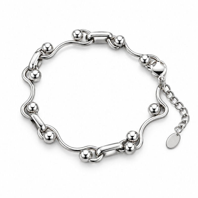 Wave and Ball Link Bracelet — product view