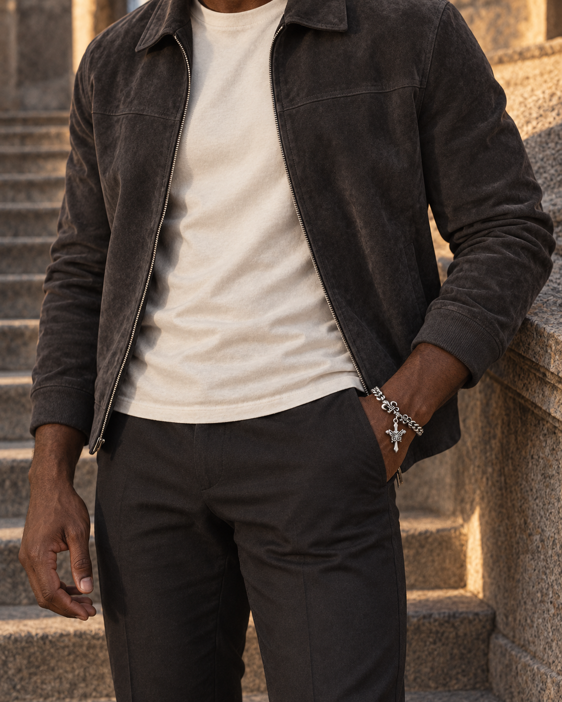 Winged Cross Chain Bracelet — contextual scene
