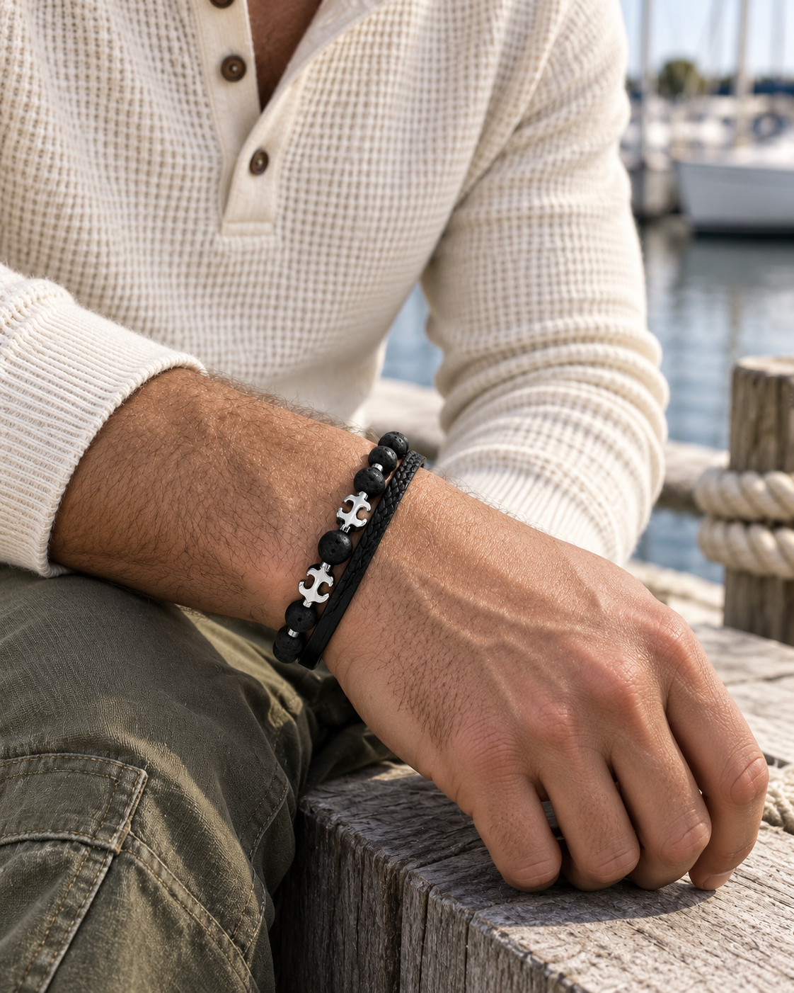 Anchor Lava Layer Bracelet — alternative styling