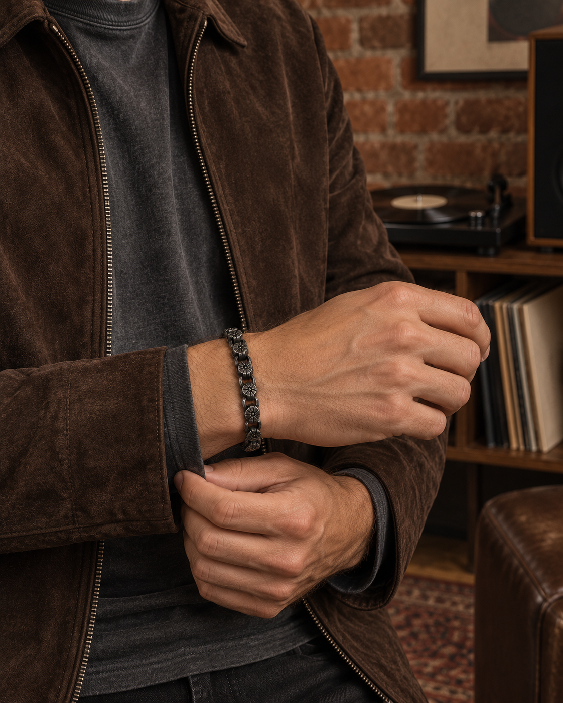 Antique Texture Chain Bracelet — styling look one