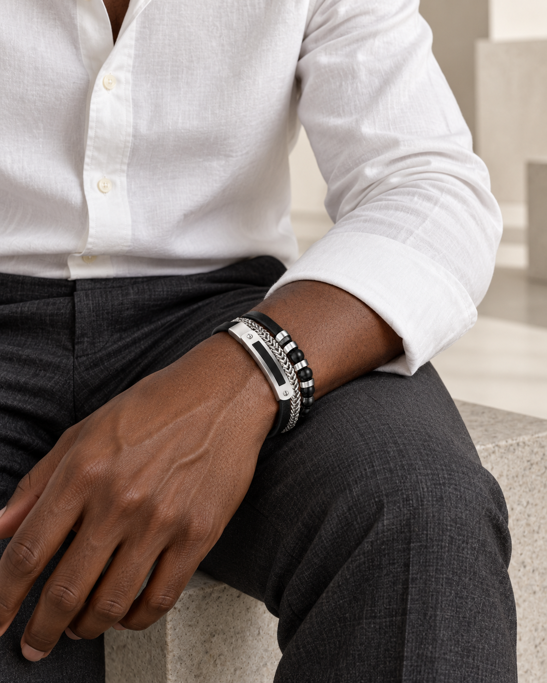 Asymmetric Panel Bracelet — styling look one