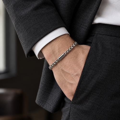 Bar and Box Link Bracelet — tailored styling