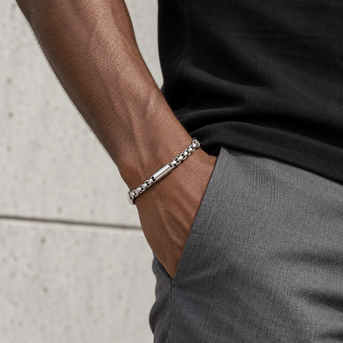 Bar and Box Link Bracelet — casual styling