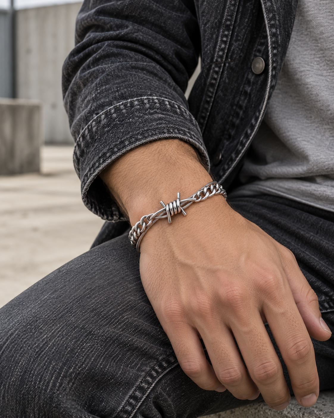Barbed Wire Layer Bracelet — styling look one