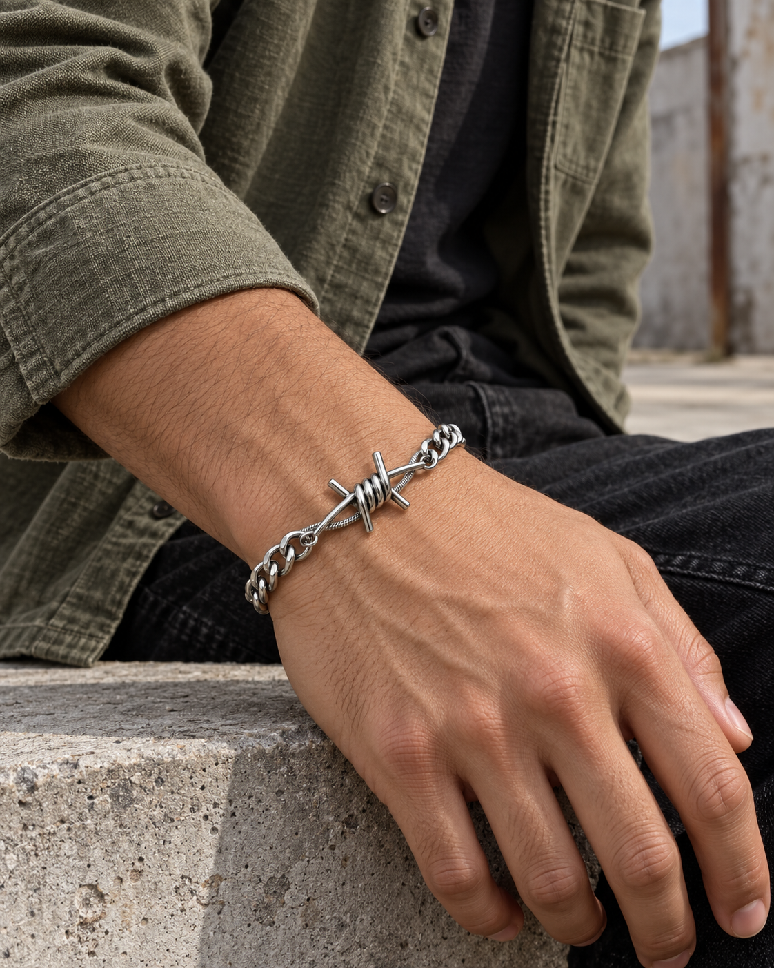 Barbed Wire Layer Bracelet — alternative styling