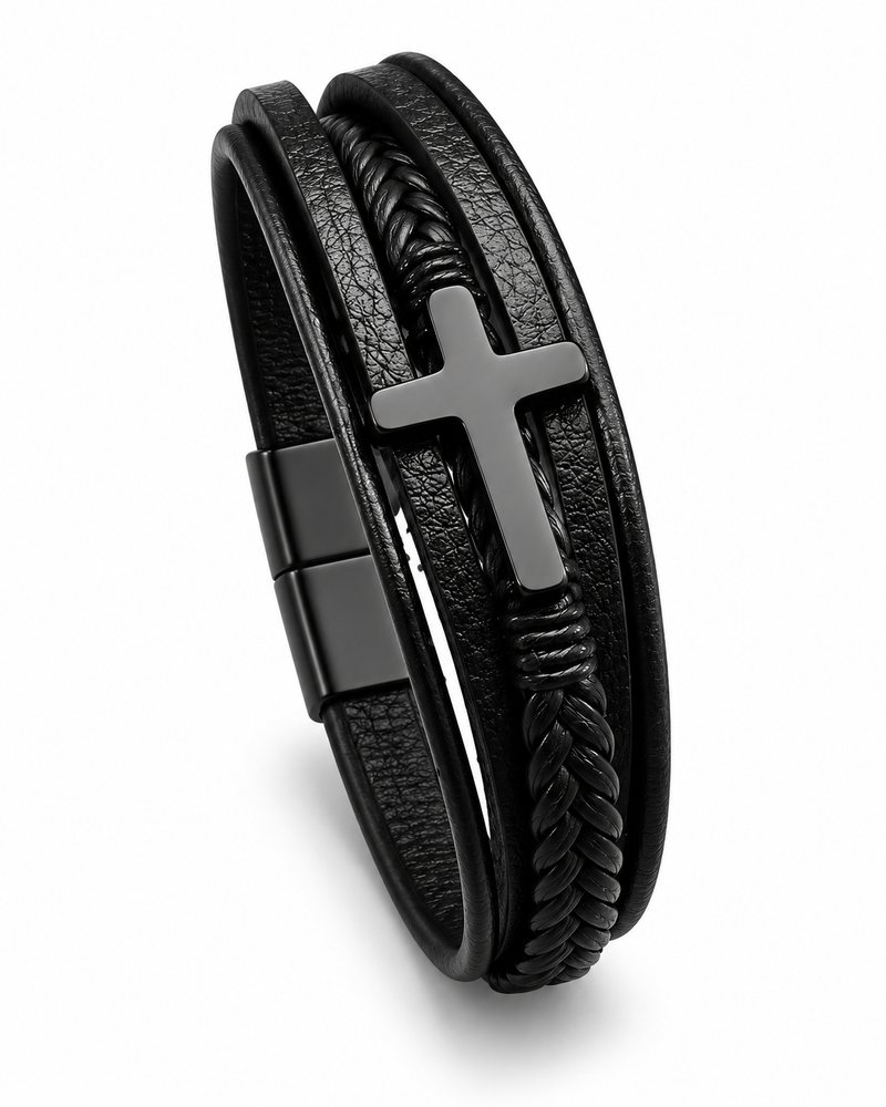 Black Cross Layer Bracelet — product view