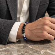 Blue Facet Bead Bracelet — natural wrist fit