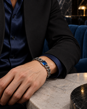 Blue Facet Serpent Bracelet — styling look one