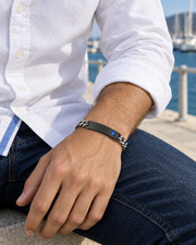 Blue Inset ID Bracelet — styling look one