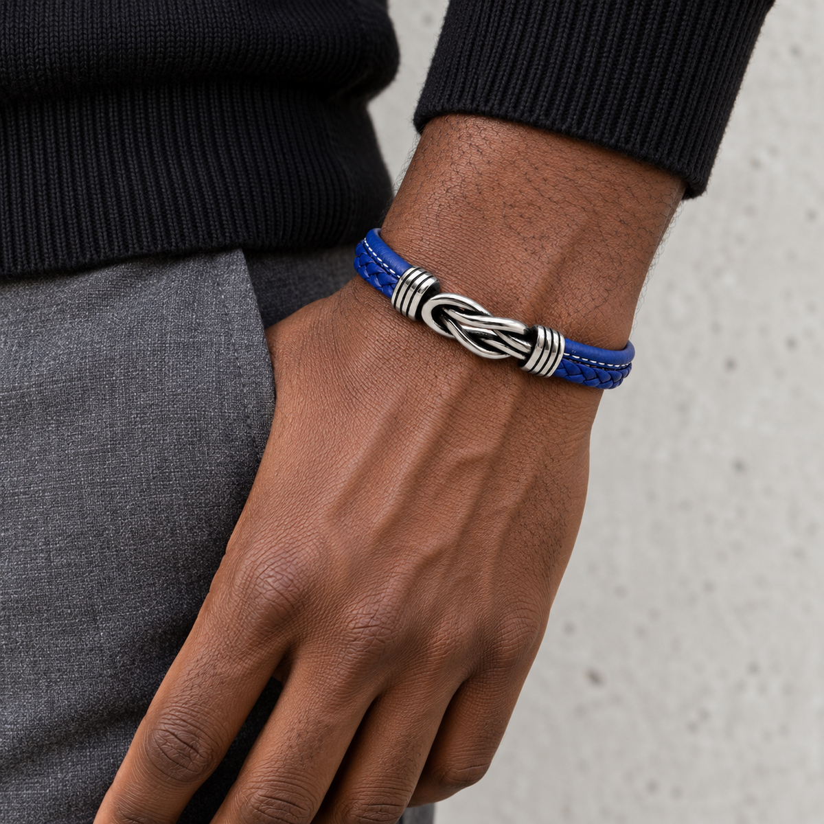 Blue Knot Band Bracelet — casual styling