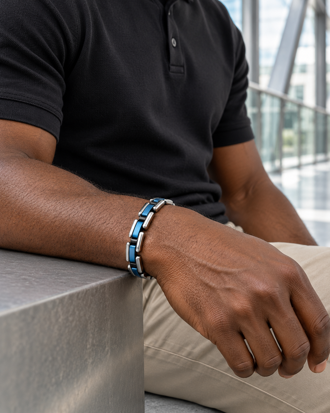 Blue Rail Link Bracelet — alternative styling