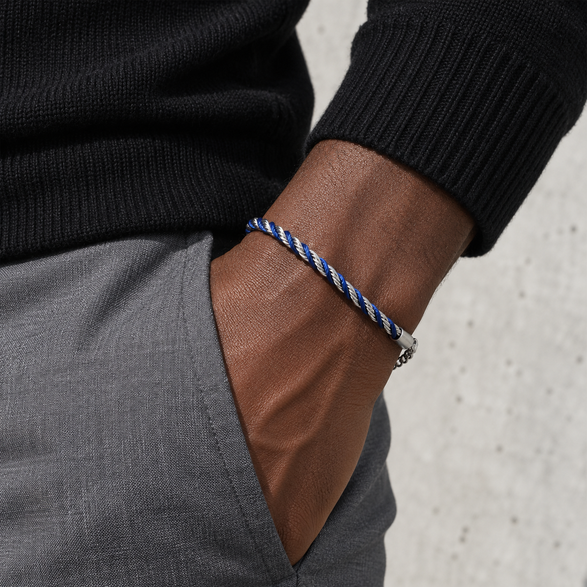Blue Twist Cord Bracelet — casual styling
