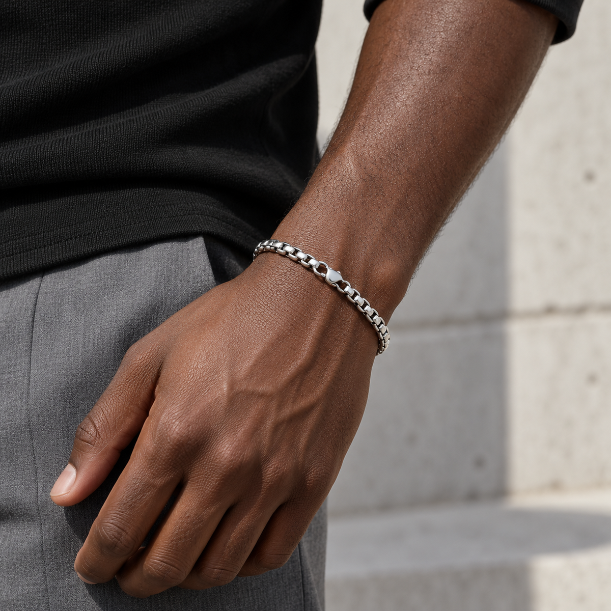 Box Link Bracelet — casual styling