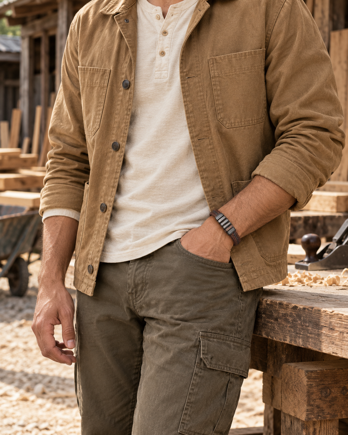 Brown Five Bar Braid Bracelet — contextual scene