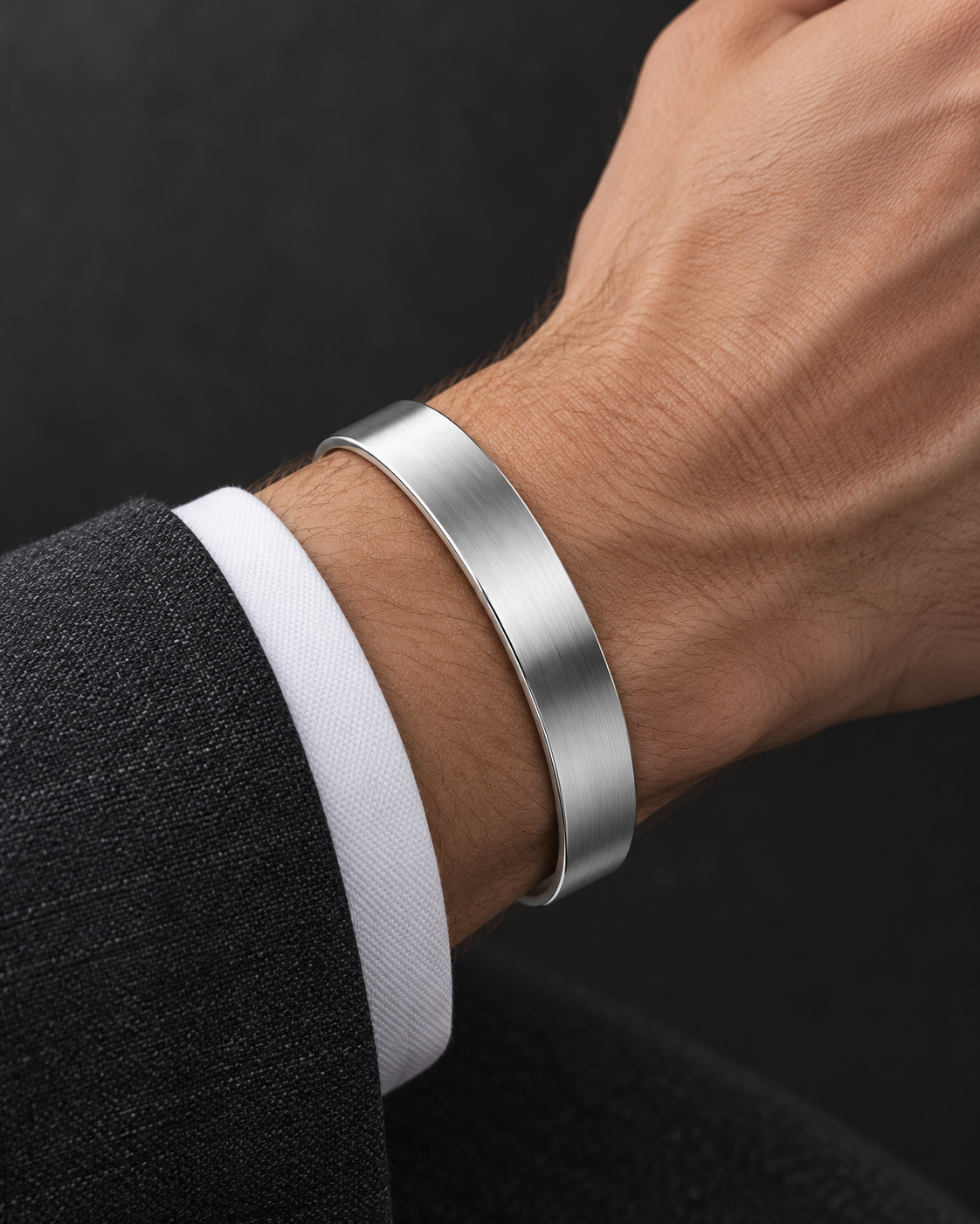 Brushed Open Cuff — tailored styling