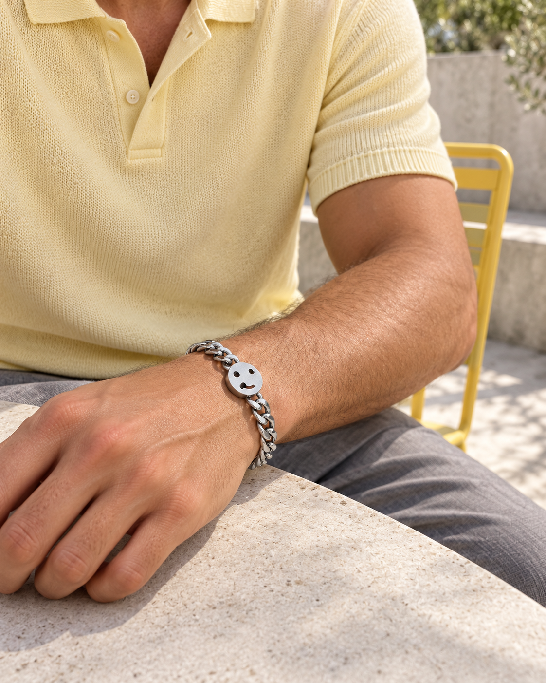 Brushed Smile Curb Bracelet — alternative styling
