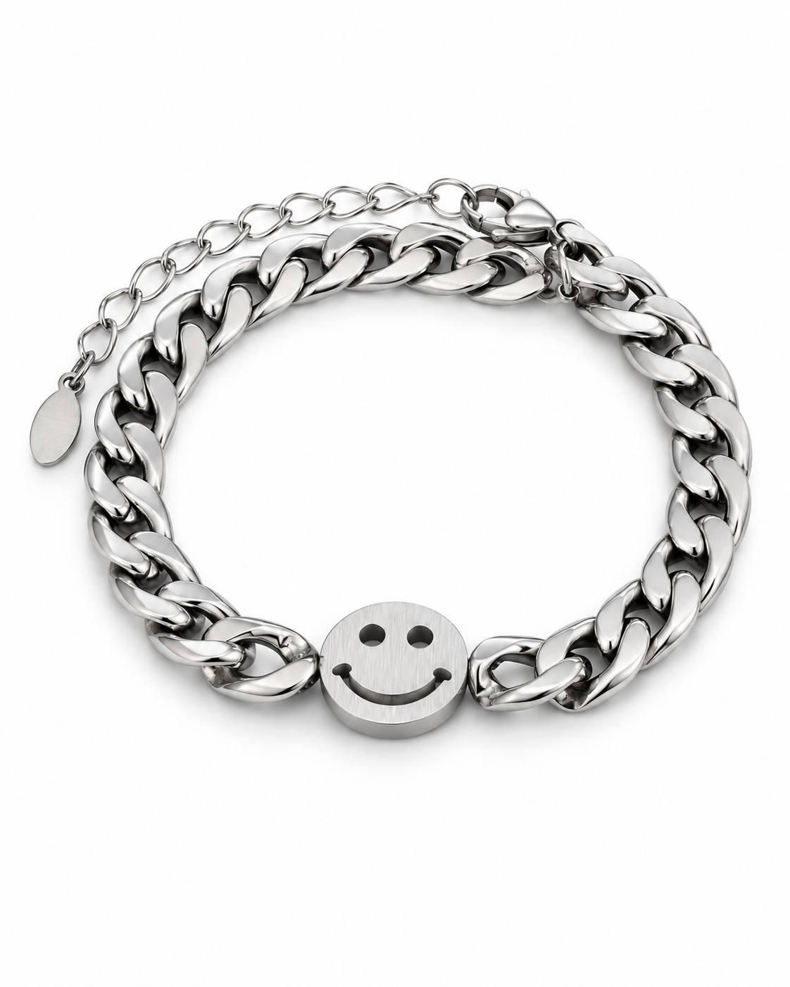 Brushed Smile Curb Bracelet — product view