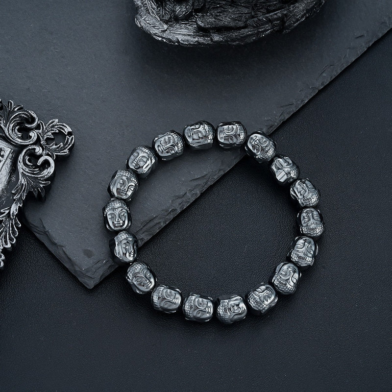 Carved Buddha Bead Bracelet — product details