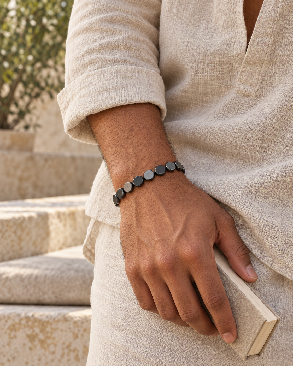 Coin Bead Cord Bracelet — styling look one