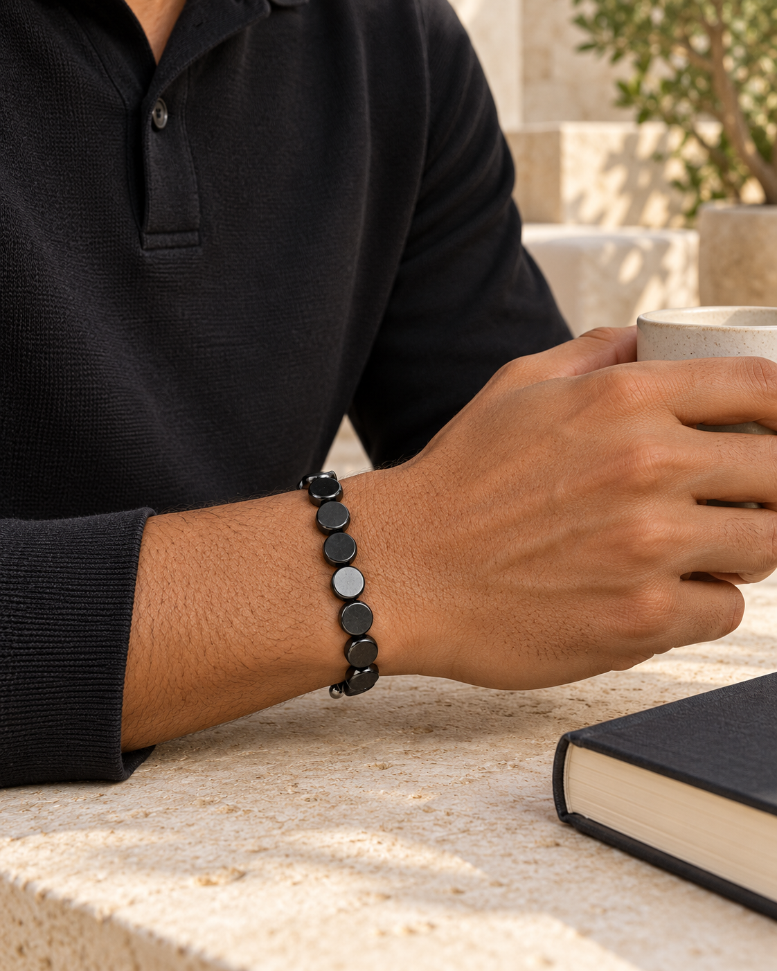 Coin Bead Cord Bracelet — alternative styling