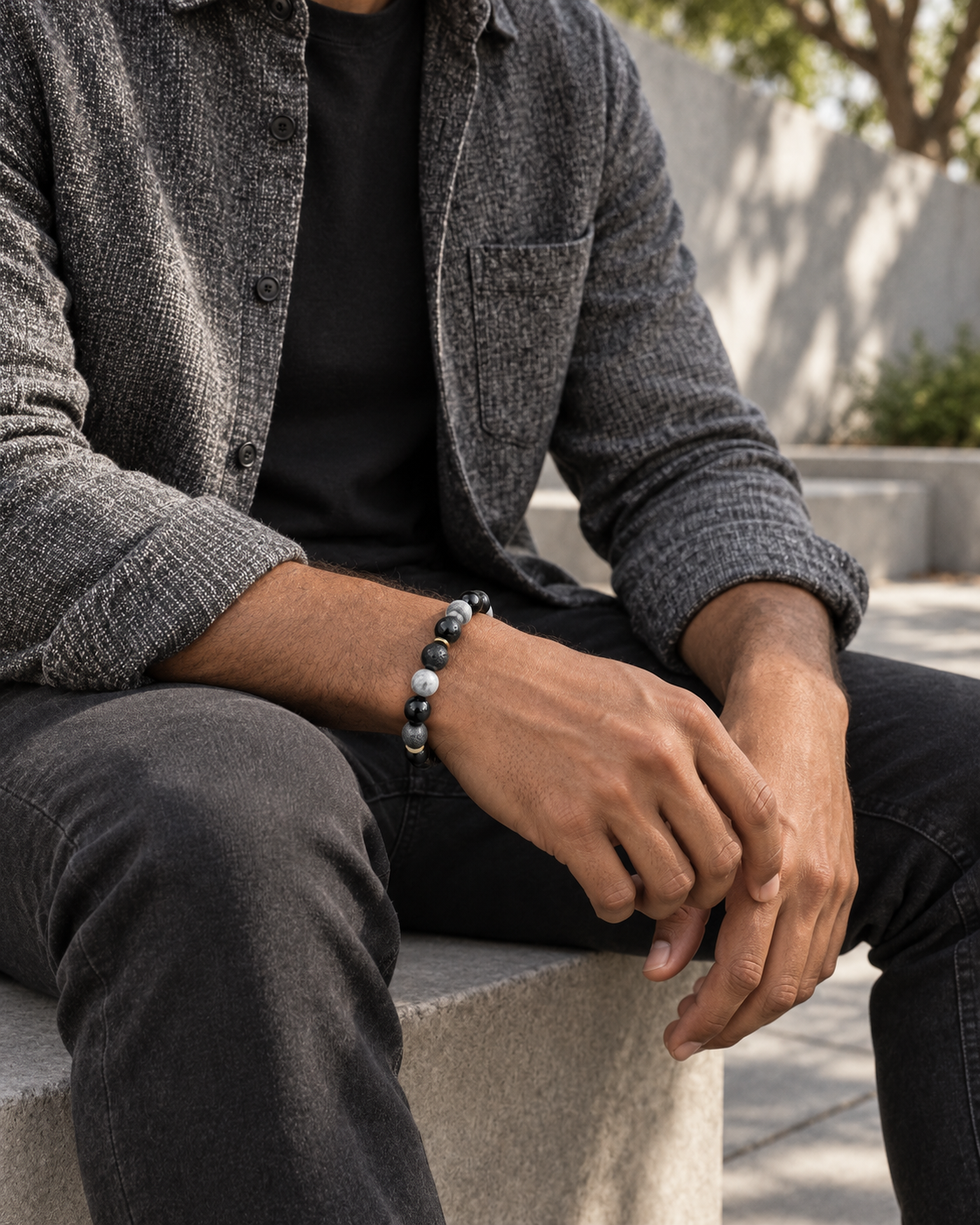 Contrast Cord Bead Bracelet — contextual scene