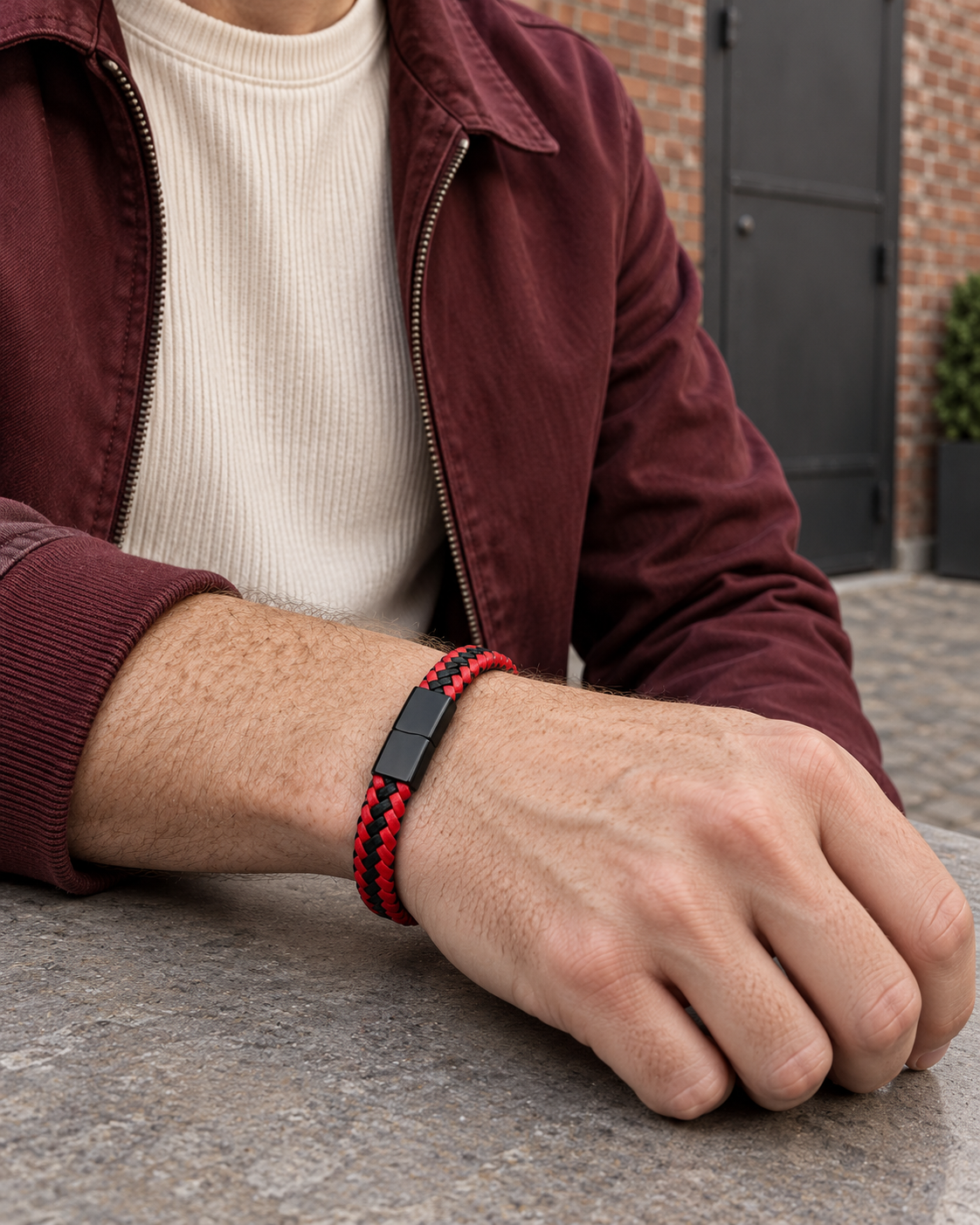 Crimson Weave Clasp Bracelet — alternative styling