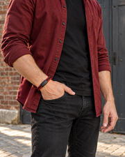 Crimson Weave Clasp Bracelet — contextual scene