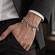 Cross Charm Curb Bracelet — tailored styling