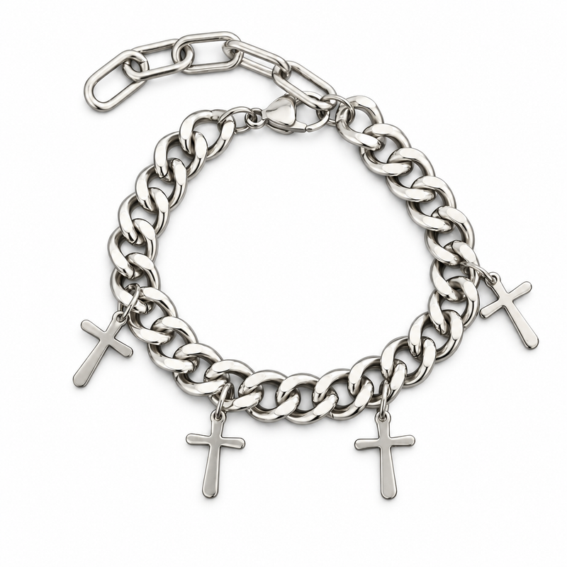 Cross Charm Curb Bracelet — product view